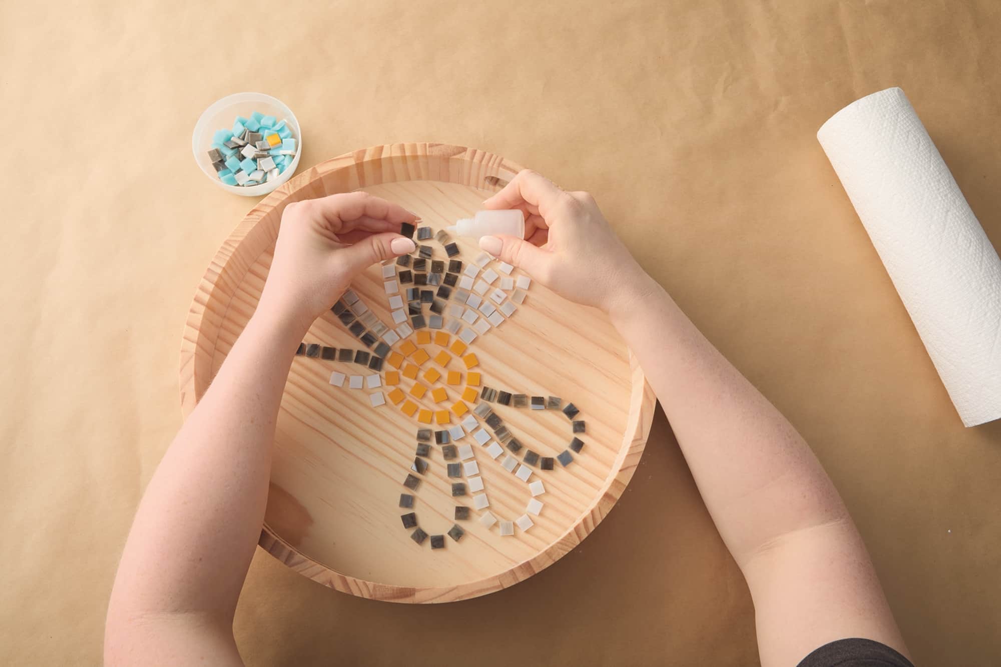 10" x 10" Indigo Flowers Mosaic Tray Kit by Make Market®